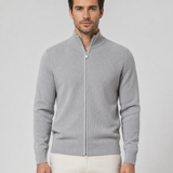 Cardigan Uomo con Zip Completa e Colletto Alto