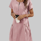 Abito Midi Donna con Tasche e Zip