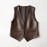 Gilet Donna in Pelle con Scollo a V