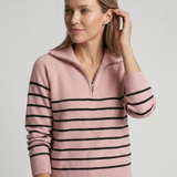 Maglione Donna a Strisce con Mezza Zip