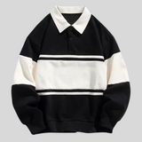 Maglione Polo Uomo con Righe a Contrasto