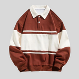 Maglione Polo Uomo con Righe a Contrasto