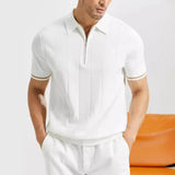 Polo Uomo in Maglia con Zip e Righe
