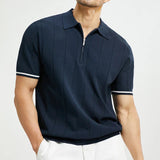 Polo Uomo in Maglia con Zip e Righe