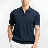 Polo Uomo in Maglia con Zip e Righe