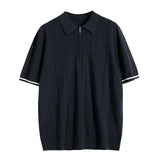 Polo Uomo in Maglia con Zip e Righe