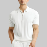 Polo Uomo in Maglia con Zip e Righe