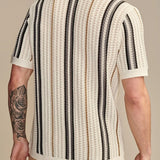 Polo Uomo a Righe in Maglia Trafotata