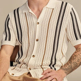 Polo Uomo a Righe in Maglia Trafotata