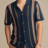 Polo Uomo a Righe in Maglia Trafotata