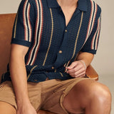 Polo Uomo a Righe in Maglia Trafotata