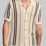 Polo Uomo a Righe in Maglia Trafotata