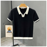 Polo Uomo in Maglia con Motivo Zigzag