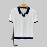Polo Uomo in Maglia con Motivo Zigzag