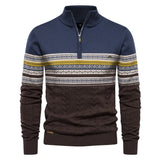 Maglione Uomo Mezza Zip con Motivo Etnico