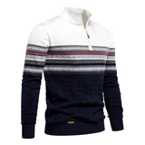 Maglione Uomo Mezza Zip con Motivo Etnico
