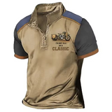 T-Shirt Uomo Stampa Vintage Moto con Zip