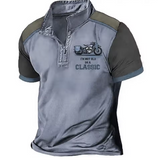 T-Shirt Uomo Stampa Vintage Moto con Zip