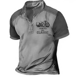 T-Shirt Uomo Stampa Vintage Moto con Zip