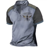 T-Shirt Uomo Stampa Vintage Moto con Zip