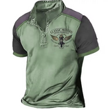 T-Shirt Uomo Stampa Vintage Moto con Zip