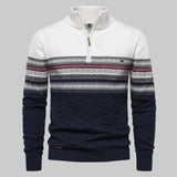 Maglione Uomo Mezza Zip con Motivo Etnico