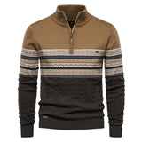 Maglione Uomo Mezza Zip con Motivo Etnico
