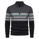 Maglione Uomo Mezza Zip con Motivo Etnico