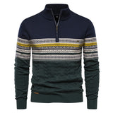 Maglione Uomo Mezza Zip con Motivo Etnico