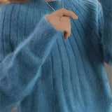 Maglione Donna a Righe con Collo Rotondo