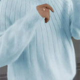 Maglione Donna a Righe con Collo Rotondo