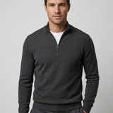 Maglione Uomo con Zip Corta e Collo Alto