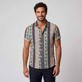 Camicia a maniche corte con stampa geometrica elefanti da uomo