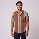 Camicia a maniche corte con stampa geometrica elefanti da uomo