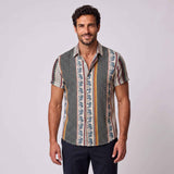 Camicia a maniche corte con stampa geometrica elefanti da uomo