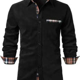 Camicia a maniche lunghe con dettagli a quadri a contrasto da uomo