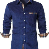 Camicia a maniche lunghe con dettagli a quadri a contrasto da uomo