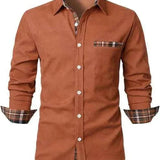 Camicia a maniche lunghe con dettagli a quadri a contrasto da uomo