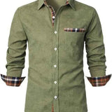 Camicia a maniche lunghe con dettagli a quadri a contrasto da uomo