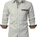 Camicia a maniche lunghe con dettagli a quadri a contrasto da uomo
