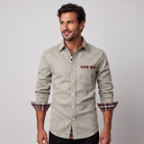 Camicia a maniche lunghe con dettagli a quadri a contrasto da uomo