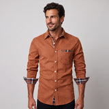 Camicia a maniche lunghe con dettagli a quadri a contrasto da uomo