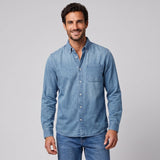 Camicia classica a bottoni con taschino e manica lunga da uomo