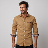 Camicia a maniche lunghe con dettagli a quadri a contrasto da uomo