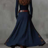 Vestito scamosciato con cintura e bottoni