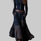 Vestito scamosciato con cintura e bottoni