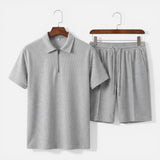Set Estivo Uomo Polo Zip Testurizzato