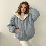 Giacca Bomber Teddy Reversibile con Cappuccio