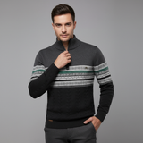 Maglione Uomo Mezza Zip con Motivo Etnico