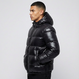 Giacca Puffer Uomo Lucida Imbottita con Cappuccio